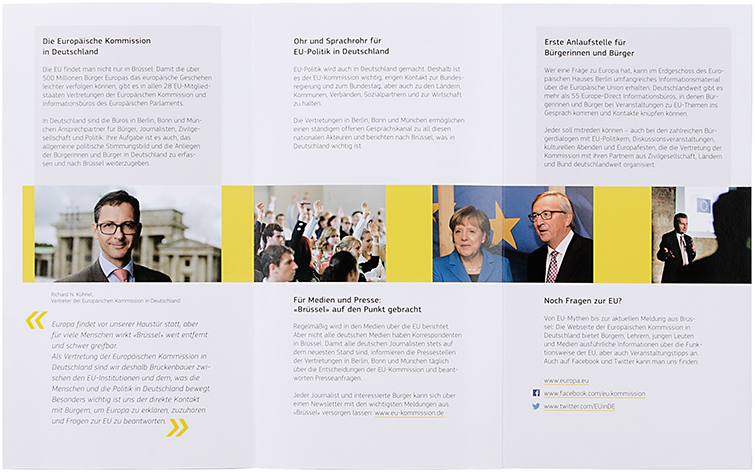 Flyer der Europäischen Kommission, Vertretung in Deutschland - Booth Design Unit, Grafikdesign aus Berlin