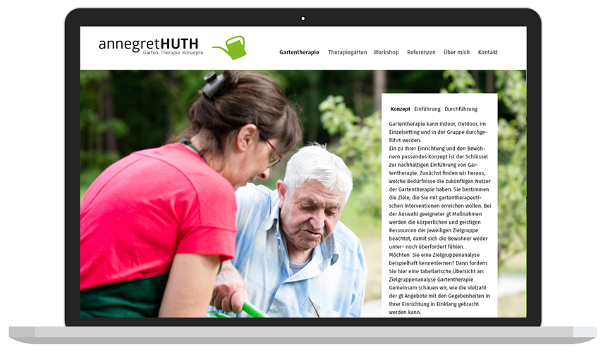 Website für Gartentherapeutin Annegret Huth - von Booth Design Unit, Webdesign aus Berlin