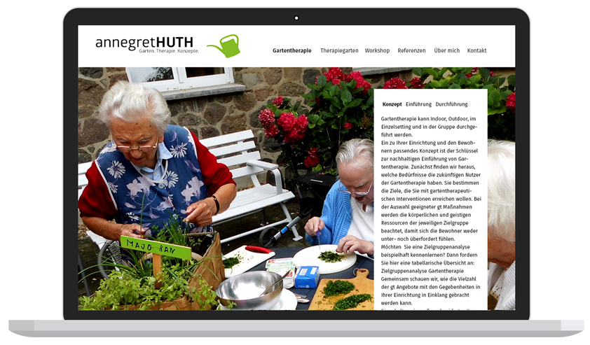 Website für Gartentherapeutin Annegret Huth - von Booth Design Unit, Webdesign aus Berlin