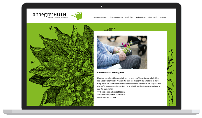 Website für Gartentherapeutin Annegret Huth - von Booth Design Unit, Webdesign aus Berlin