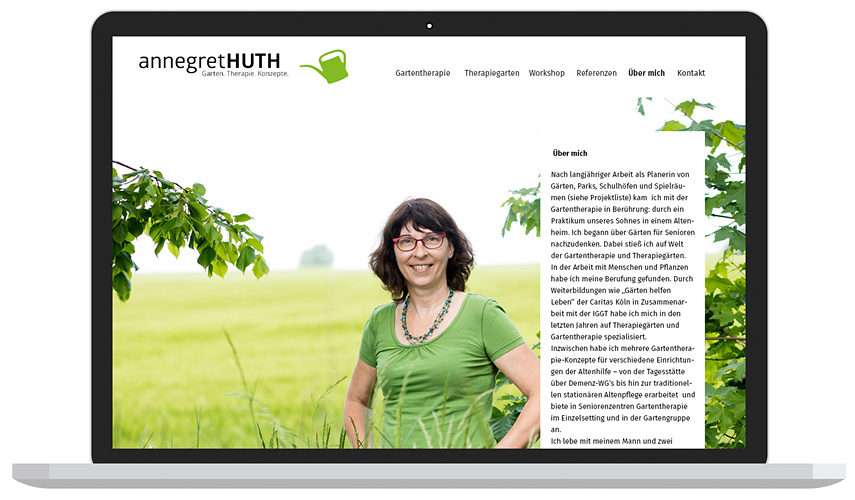 Website für Gartentherapeutin Annegret Huth - von Booth Design Unit, Webdesign aus Berlin