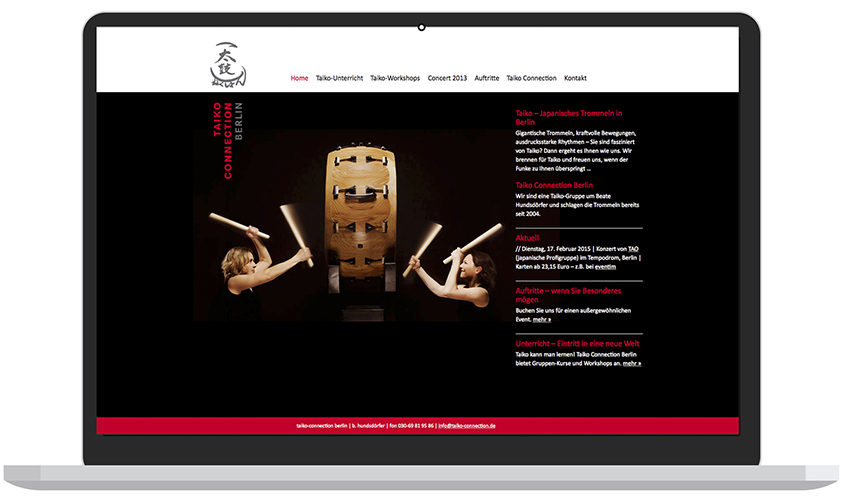 Grafikdesign-Berlin-Website Taiko Connection Berlin - Booth Design Unit, Webdesign aus Berlin